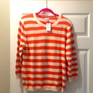 NWT J crew orange and white striped sweater